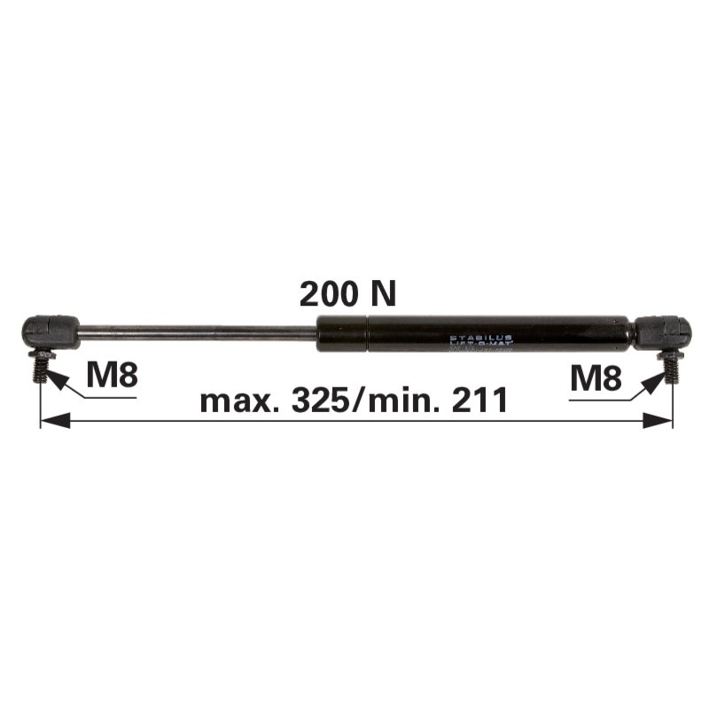 Gasdruckfeder für Türe, 200 N, Länge 325 mm anstelle von Steyr 1-99-976-060